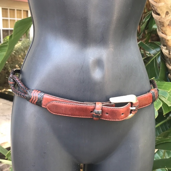 Beautiful braided leather and silver western belt - Picture 1 of 10